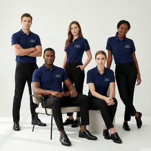 Solid navy custom embroidered polo shirt clean minimal design