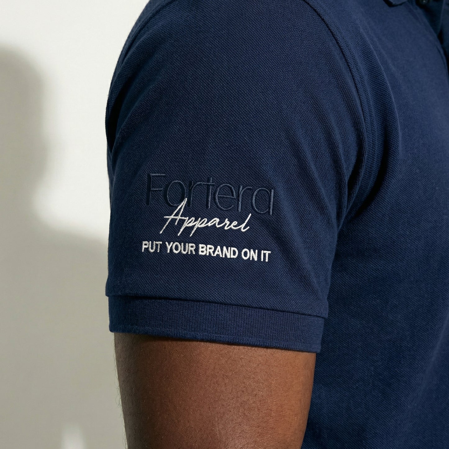 Solid navy custom embroidered polo shirt clean minimal design - team uniform group