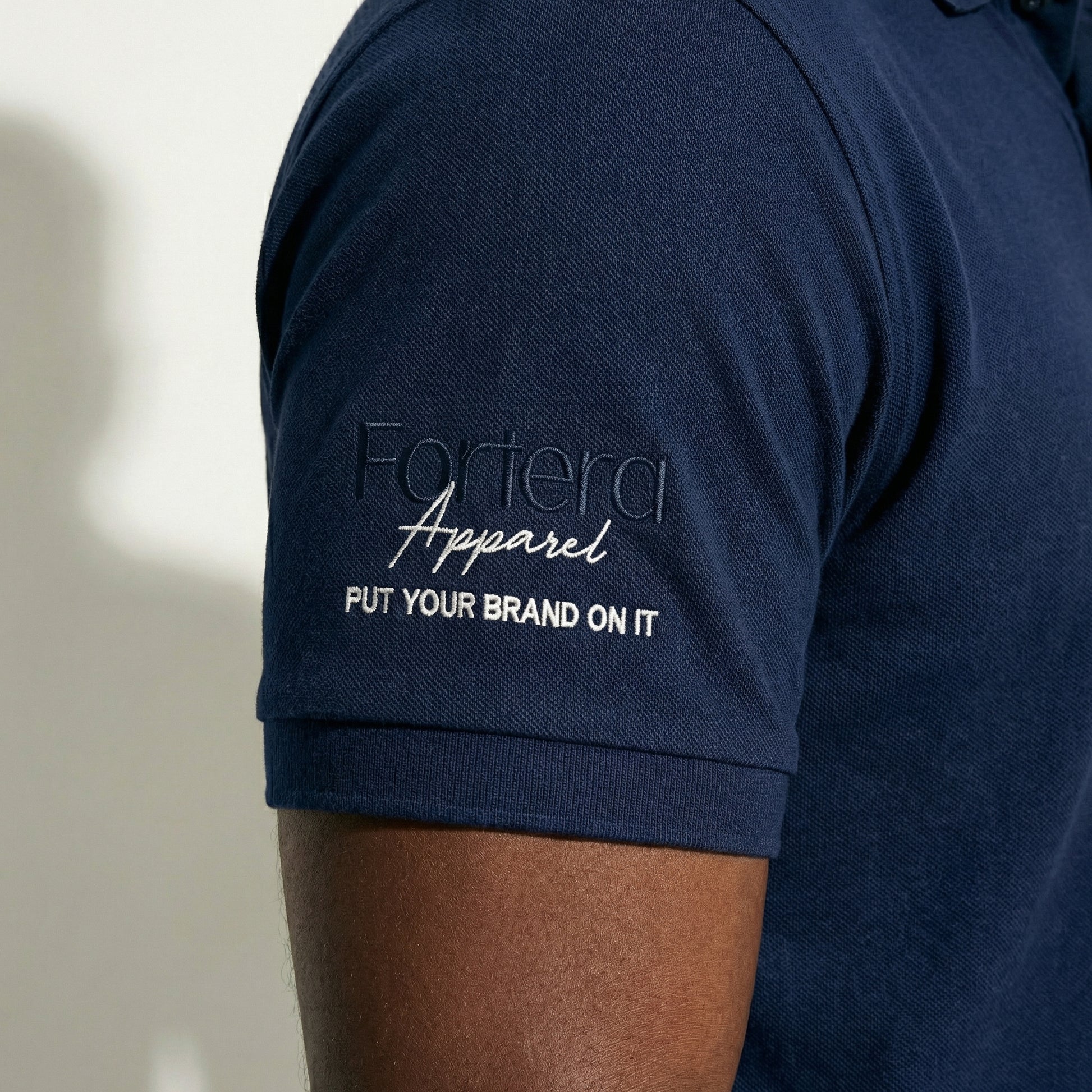 Solid navy custom embroidered polo shirt clean minimal design - team uniform group