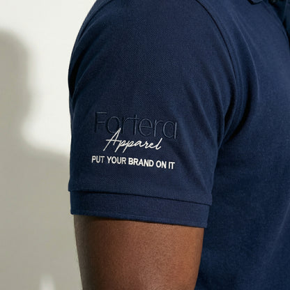 Solid navy custom embroidered polo shirt clean minimal design - team uniform group