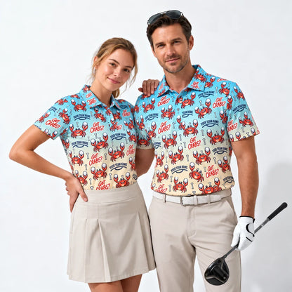 Sublimation Polo Shirt Beach Crabs funny golf polo worn by two golfers