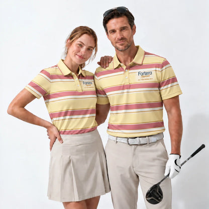 Striped Polo Shirt with Fortera Apparel chest logo