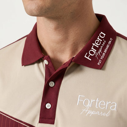 Sublimation Polo Shirt Pinstripe Yoke Block back view detail - Fortera Apparel