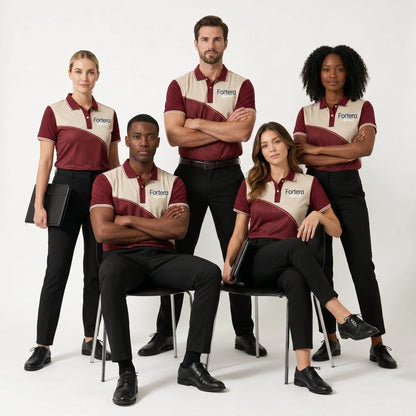 Sublimation Polo Shirt Pinstripe Yoke Block team uniform on the field - Fortera Apparel