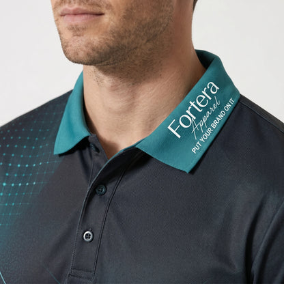 Sublimation Polo Shirt Prism Facet back view detail - Fortera Apparel