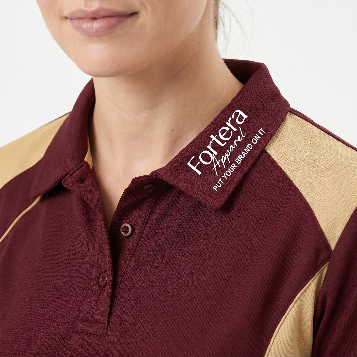 Sublimation Polo Shirt Side Curve back view detail - Fortera Apparel