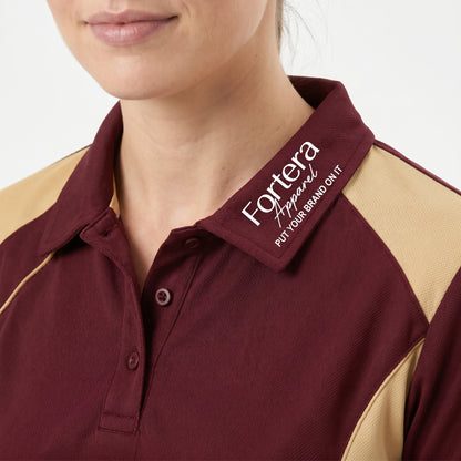 Sublimation Polo Shirt Side Curve back view detail - Fortera Apparel