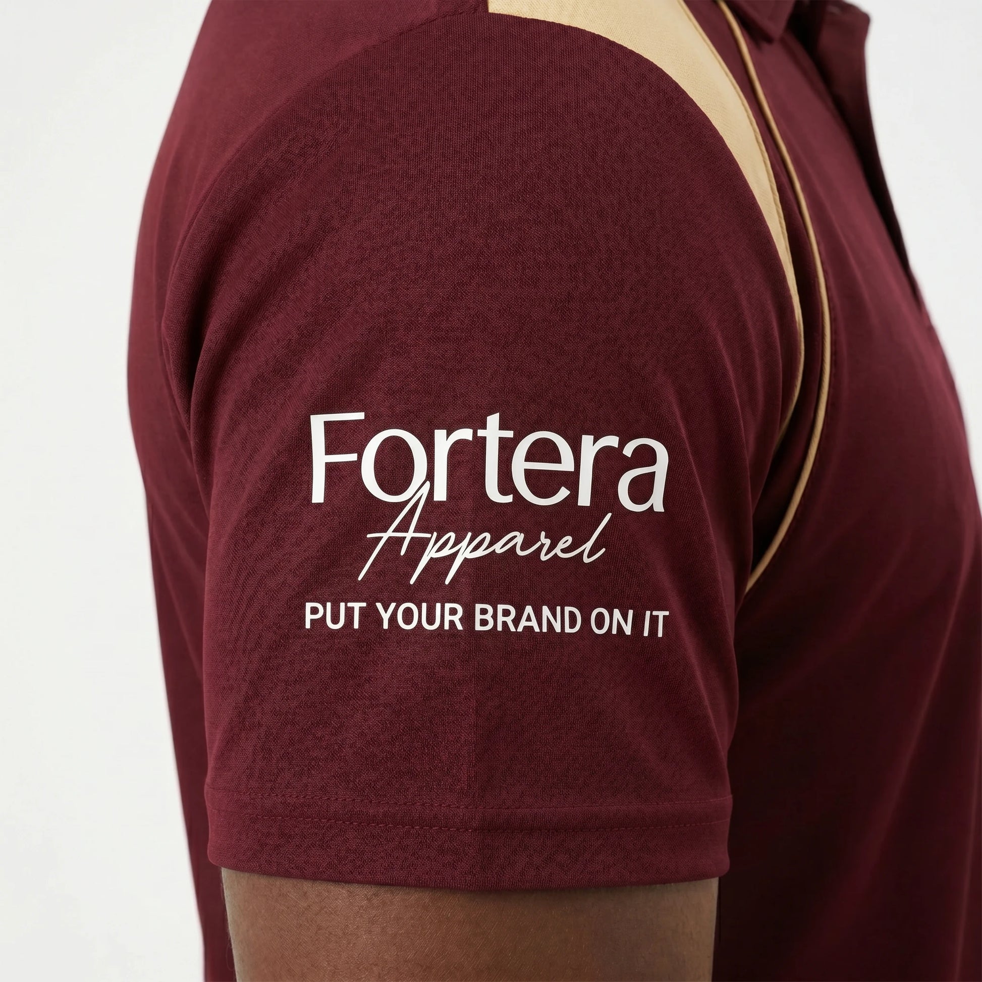 Sublimation Polo Shirt Side Curve sleeve detail - Fortera Apparel