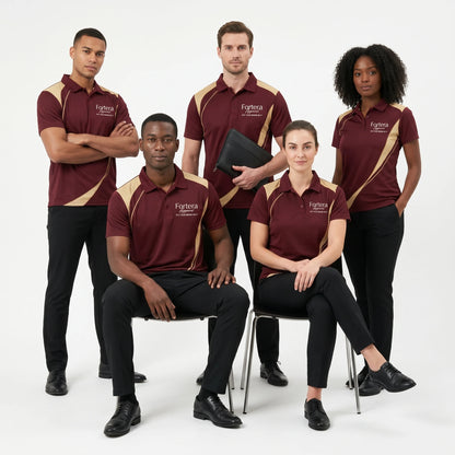 Sublimation Polo Shirt Side Curve team uniform on the field - Fortera Apparel
