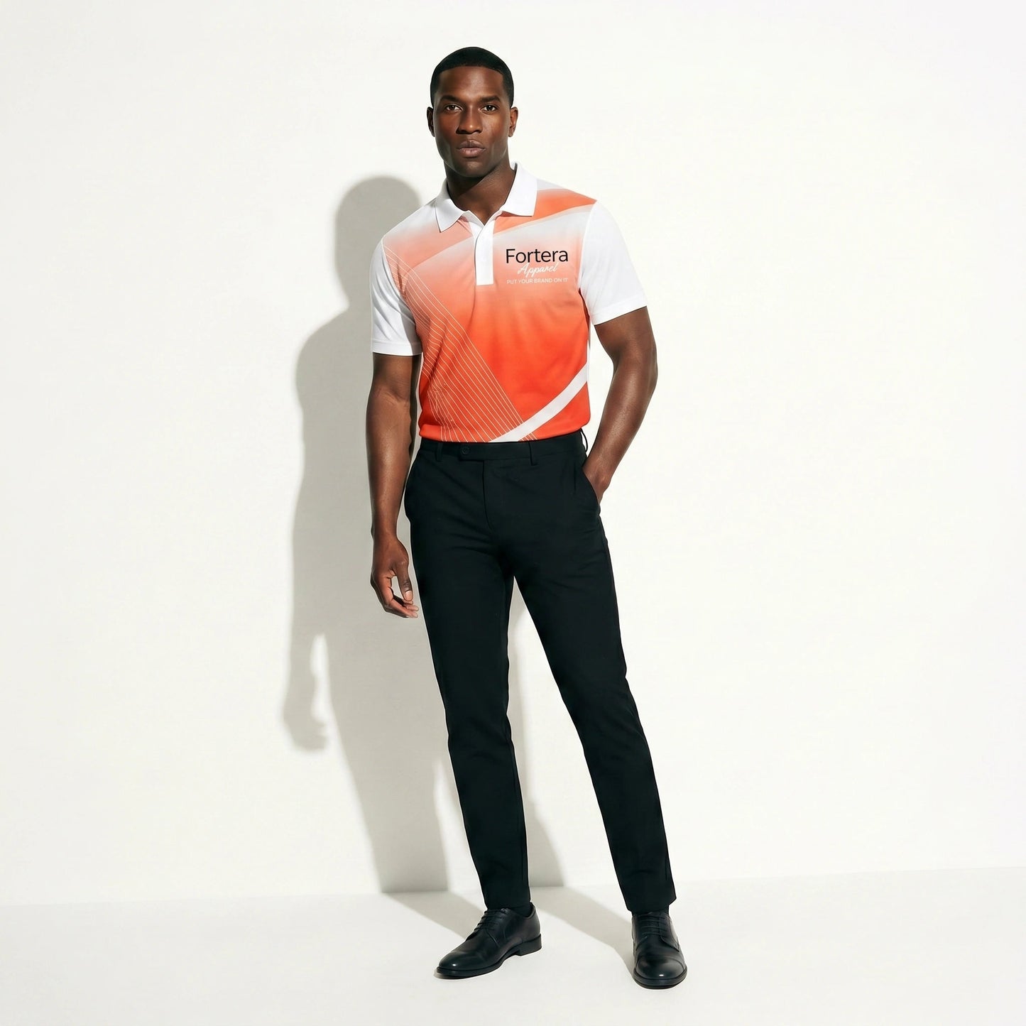 Sublimation Polo Shirt for Teams Ombre Gradient close-up gradient transition detail - Fortera Apparel