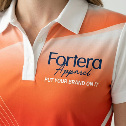 Sublimation Polo Shirt for Teams Ombre Gradient side angle detail - Fortera Apparel