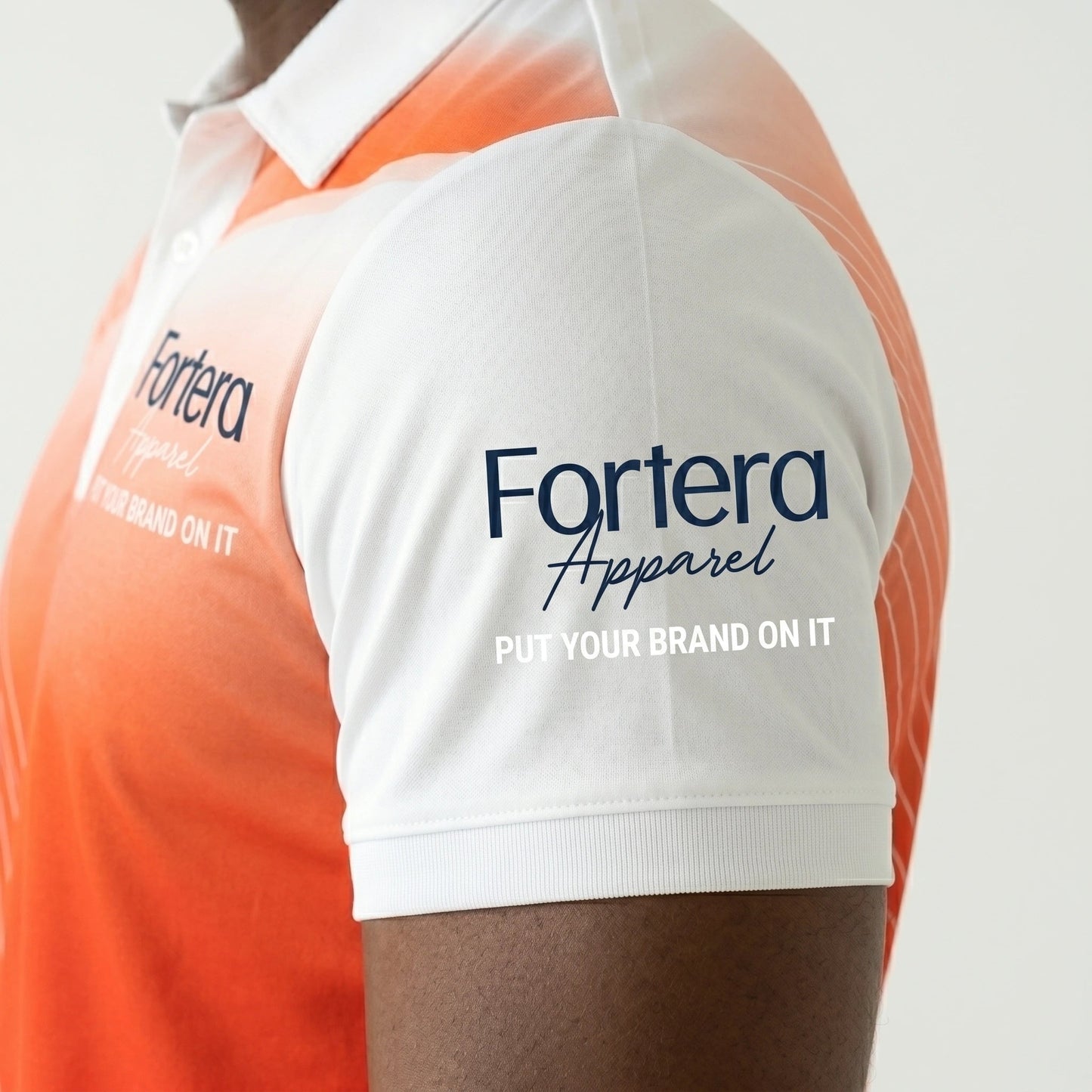Sublimation Polo Shirt for Teams Ombre Gradient back view fade detail - Fortera Apparel