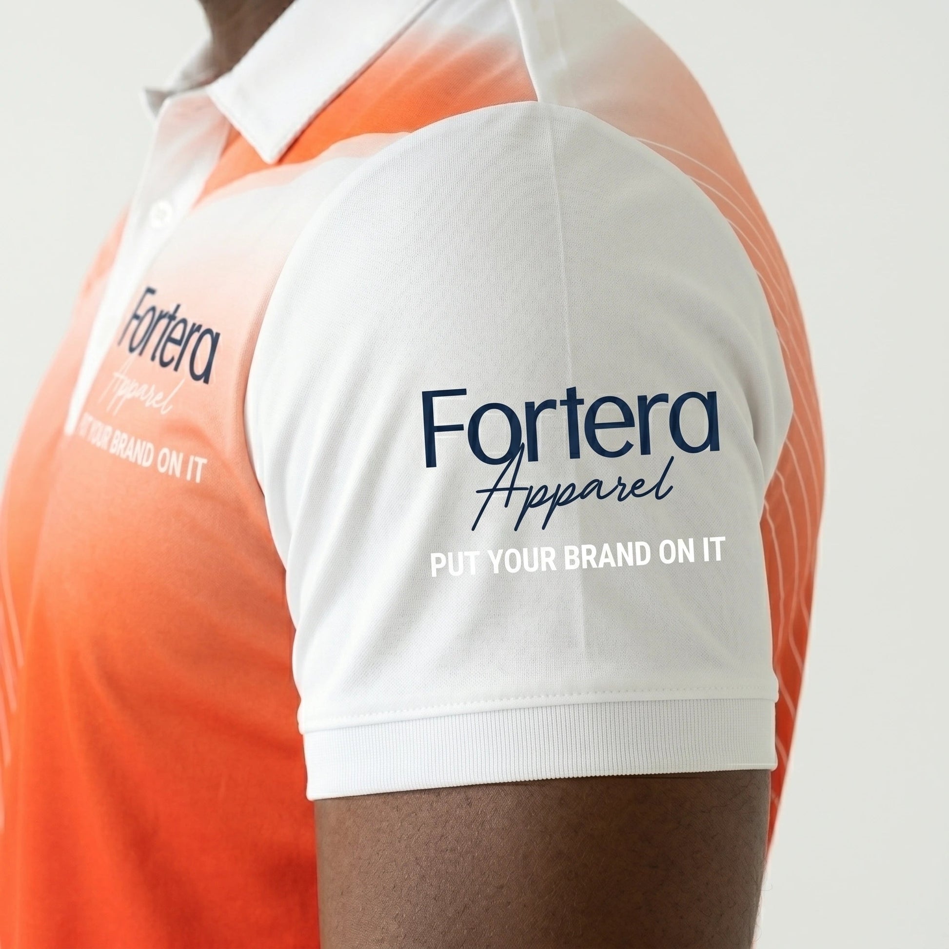 Sublimation Polo Shirt for Teams Ombre Gradient back view fade detail - Fortera Apparel